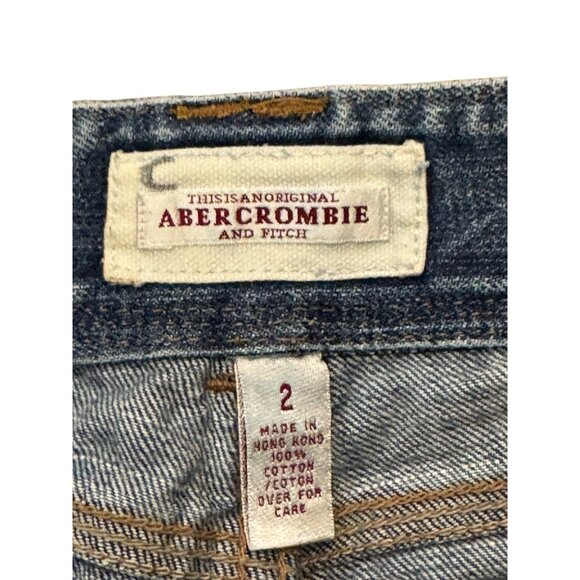 Abercrombie & Fitch Womens Distressed Denim Jean Shorts Size 2 Frayed Hem Blue - Picture 3 of 3